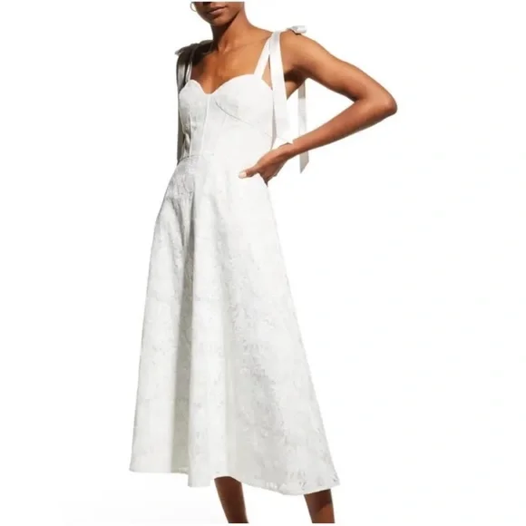 aidan mattox white lace dress Aidan by Aidan Mattox V-Neck Embroidered Gown w/ Skirt Overlay